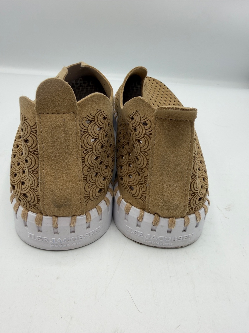 Ilse Jacobsen Tan Scalloped Perforated Slip-Ons - Picture 4 of 6